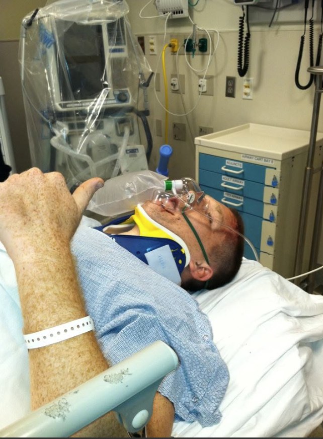 The emergency room. Given a two percent chance — and still here.